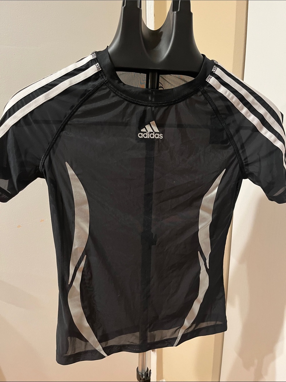 adidas Black Sheer Short-Sleeve Tee - Women’s
